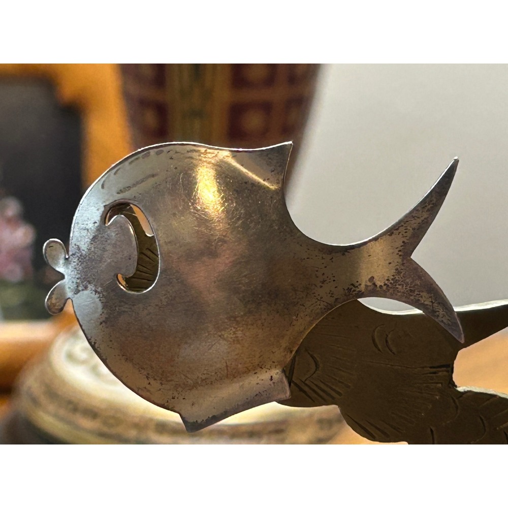 Beaucraft Sterling Silver Fish Brooch Vintage Mid Century Nautical Pin
